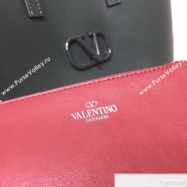 Valentino Mens VRing Tote Bag in Smooth Calfskin Dark Green 2019 (XYD-9050934)