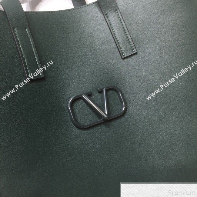 Valentino Mens VRing Tote Bag in Smooth Calfskin Dark Green 2019 (XYD-9050934)