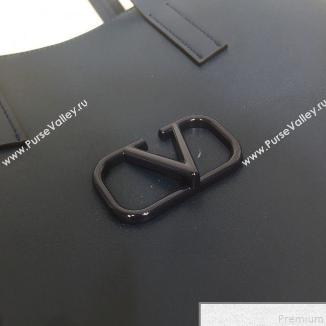 Valentino Mens VRing Tote Bag in Smooth Calfskin Dark Blue 2019 (XYD-9050933)