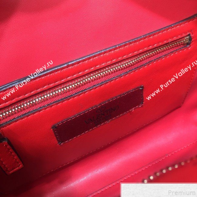 Valentino Rockstud Quilted Crinkle Lambskin Tote with Buckle Band Red 2019 (XYD-9050936)