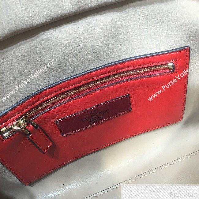 Valentino Rockstud Quilted Crinkle Lambskin Tote with Buckle Band Beige 2019 (XYD-9050937)