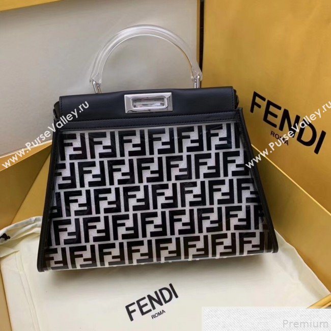 Fendi Transparent Peekaboo Regular Top Handle Bag Black 2019 (AFEI-9051001)