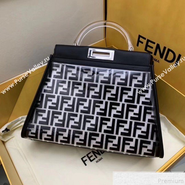 Fendi Transparent Peekaboo Regular Top Handle Bag Black 2019 (AFEI-9051001)