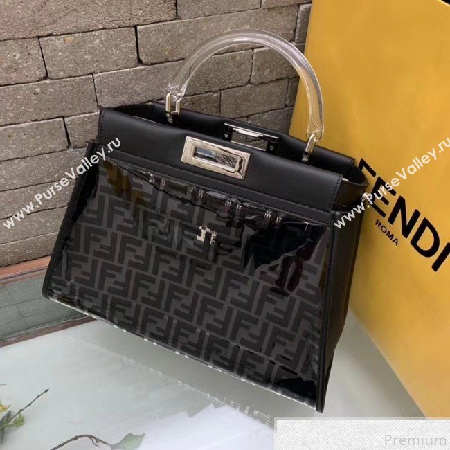 Fendi Transparent Peekaboo Regular Top Handle Bag Black 2019 (AFEI-9051001)