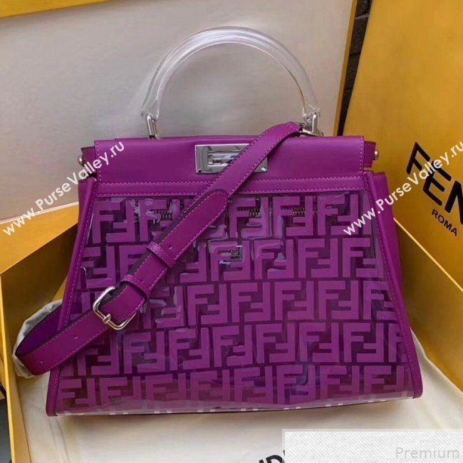 Fendi Transparent Peekaboo Regular Top Handle Bag Purple 2019 (AFEI-9051002)