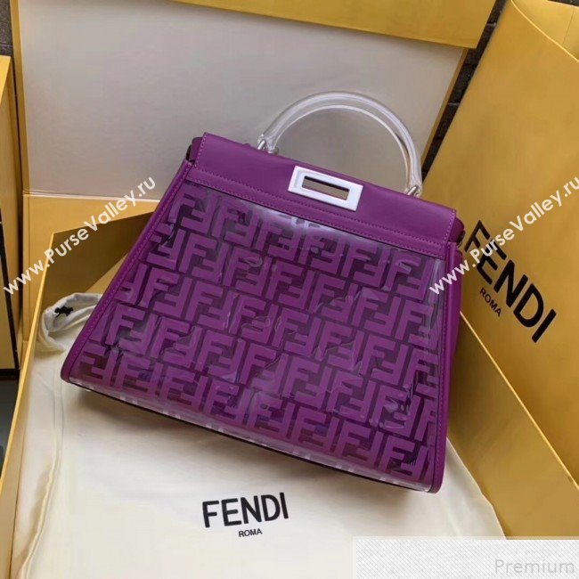 Fendi Transparent Peekaboo Regular Top Handle Bag Purple 2019 (AFEI-9051002)