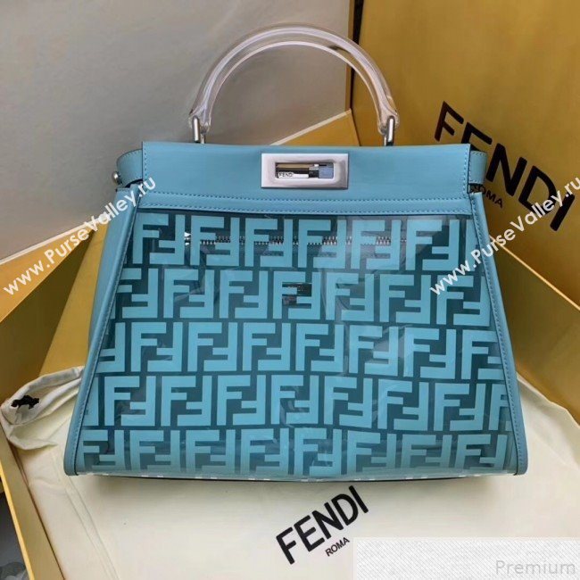 Fendi Transparent Peekaboo Regular Top Handle Bag Turquoise 2019 (AFEI-9051003)