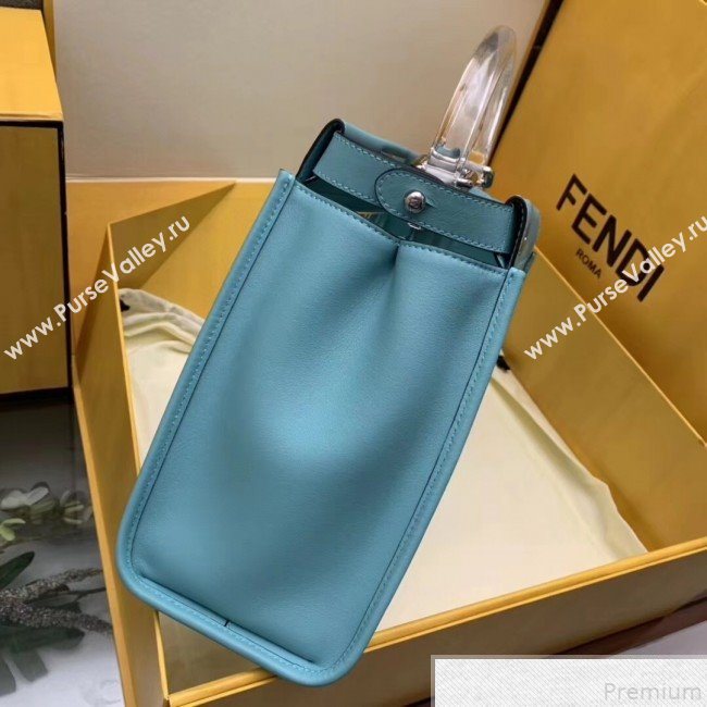 Fendi Transparent Peekaboo Regular Top Handle Bag Turquoise 2019 (AFEI-9051003)