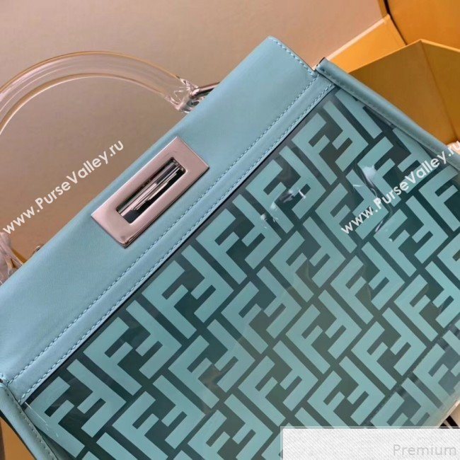 Fendi Transparent Peekaboo Regular Top Handle Bag Turquoise 2019 (AFEI-9051003)
