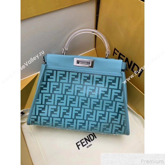 Fendi Transparent Peekaboo Regular Top Handle Bag Turquoise 2019 (AFEI-9051003)