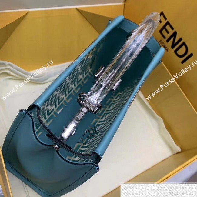 Fendi Transparent Peekaboo Regular Top Handle Bag Turquoise 2019 (AFEI-9051003)