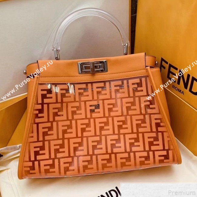 Fendi Transparent Peekaboo Regular Top Handle Bag Orange 2019 (AFEI-9051004)