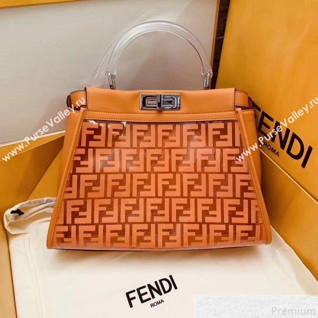 Fendi Transparent Peekaboo Regular Top Handle Bag Orange 2019 (AFEI-9051004)