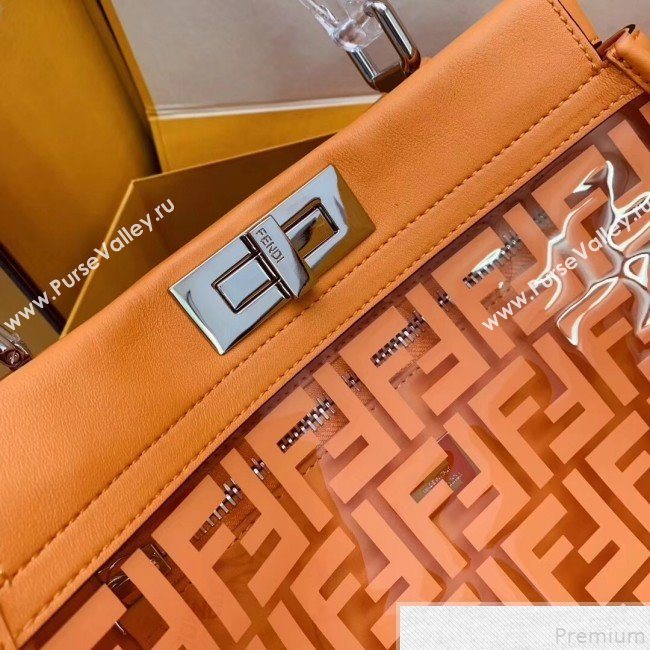 Fendi Transparent Peekaboo Regular Top Handle Bag Orange 2019 (AFEI-9051004)