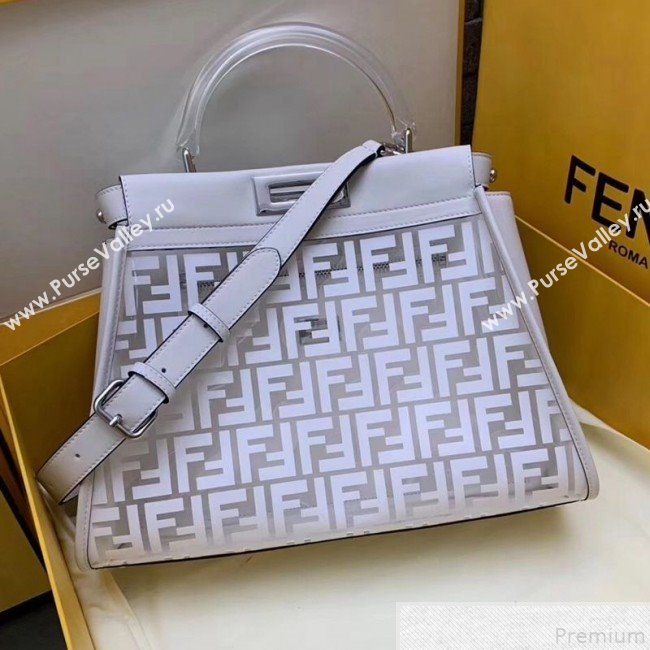 Fendi Transparent Peekaboo Regular Top Handle Bag White 2019 (AFEI-9051005)