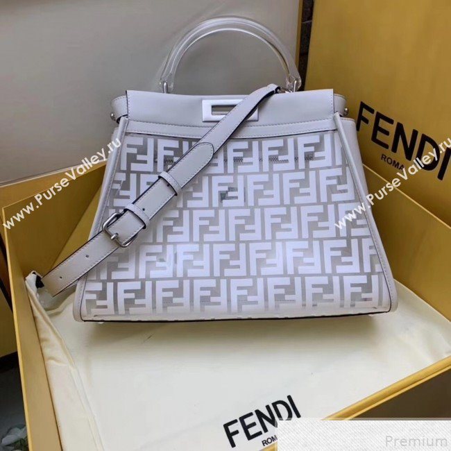 Fendi Transparent Peekaboo Regular Top Handle Bag White 2019 (AFEI-9051005)