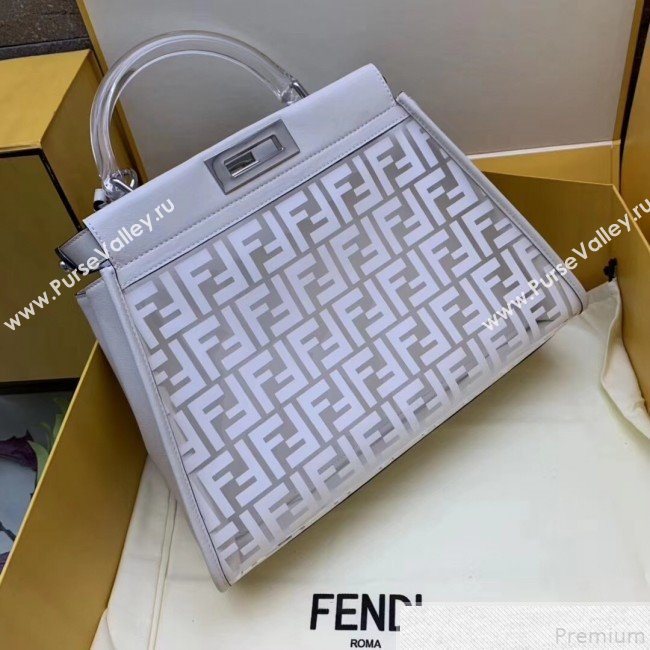 Fendi Transparent Peekaboo Regular Top Handle Bag White 2019 (AFEI-9051005)