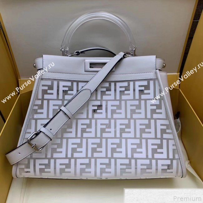 Fendi Transparent Peekaboo Regular Top Handle Bag White 2019 (AFEI-9051005)