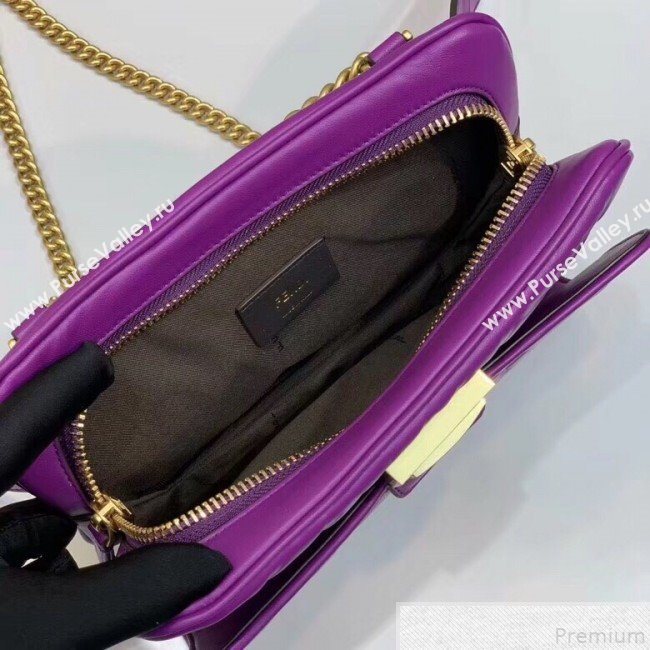 Fendi FF Lambskin Baguette Upside Down Belt Bag Purple 2019 (AFEI-9051012)