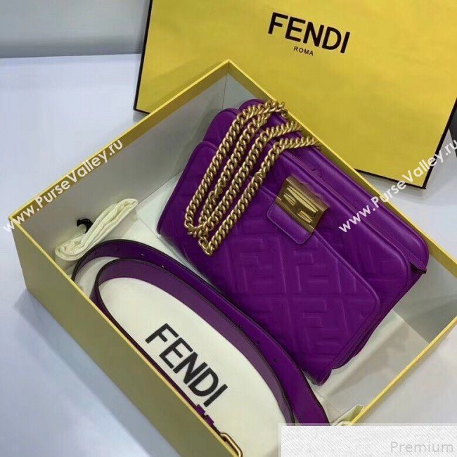 Fendi FF Lambskin Baguette Upside Down Belt Bag Purple 2019 (AFEI-9051012)
