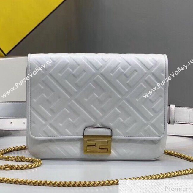 Fendi FF Lambskin Baguette Upside Down Belt Bag White 2019 (AFEI-9051010)