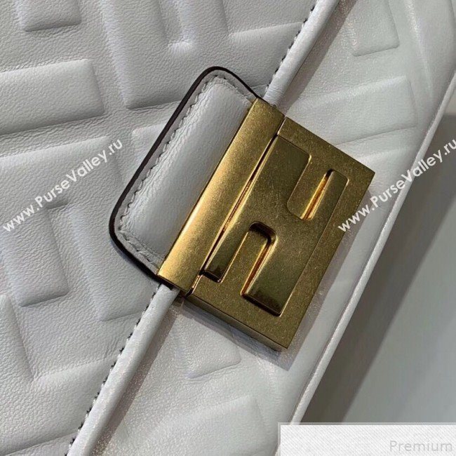 Fendi FF Lambskin Baguette Upside Down Belt Bag White 2019 (AFEI-9051010)