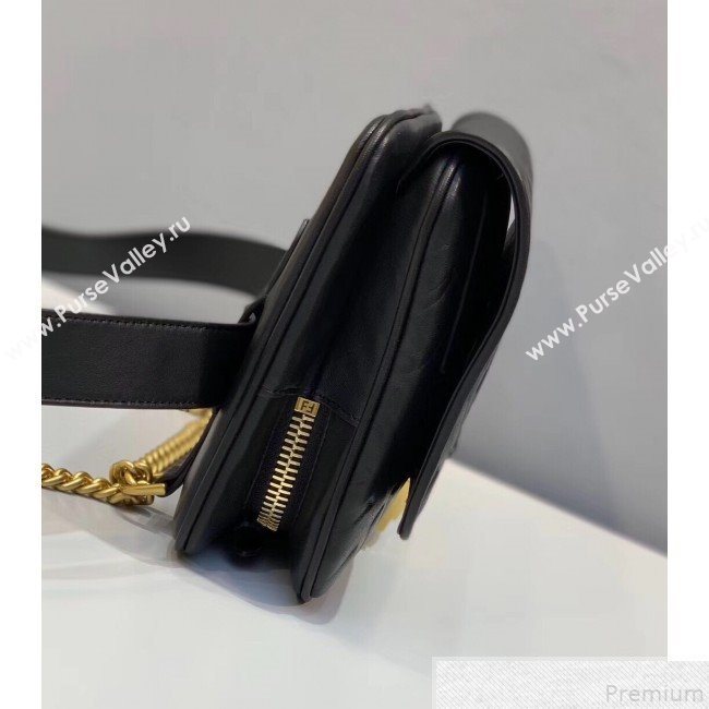 Fendi FF Lambskin Baguette Upside Down Belt Bag Black 2019 (AFEI-9051009)