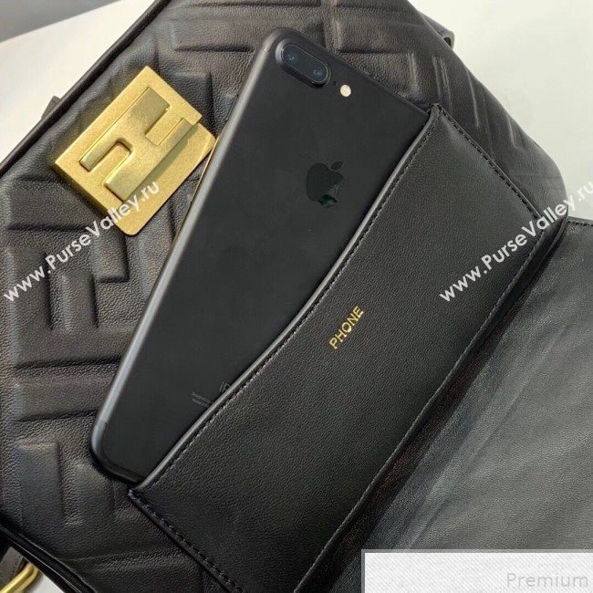 Fendi FF Lambskin Baguette Upside Down Belt Bag Black 2019 (AFEI-9051009)