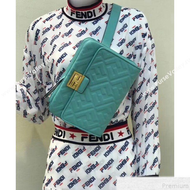 Fendi FF Lambskin Baguette Upside Down Belt Bag Blue 2019 (AFEI-9051011)