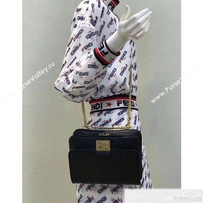 Fendi FF Lambskin Baguette Upside Down Belt Bag Black 2019 (AFEI-9051009)