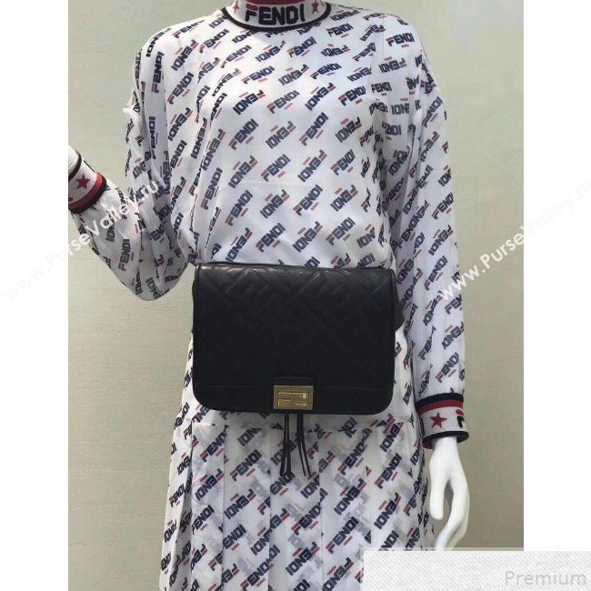 Fendi FF Lambskin Baguette Upside Down Belt Bag Black 2019 (AFEI-9051009)