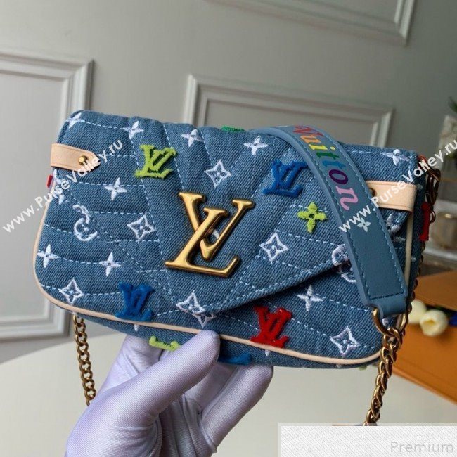 Louis Vuitton Denim New Wave Chain Pochette Pouch M67531 Denim Blue 2019 (KD-9050831)