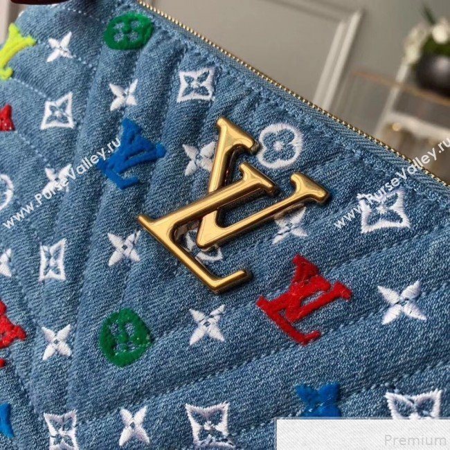 Louis Vuitton Denim New Wave Zip Pochette Pouch M67538 Denim Blue 2019 (KD-9050832)