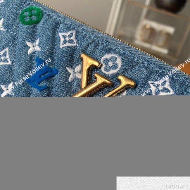 Louis Vuitton Denim New Wave Zip Pochette Pouch M67538 Denim Blue 2019 (KD-9050832)