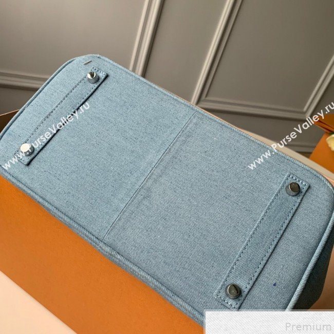 Louis Vuitton x Supreme Denim Humble Travel Birkin 30cm Top Handle Bag M48888 Denim Blue 2019 (KD-9050835)