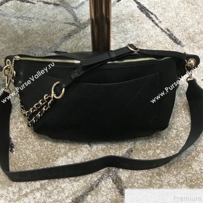 Chanel x Pharrell Calfskin Leather Waist Bag/Belt Bag Black 2019 (JDH-9050861)
