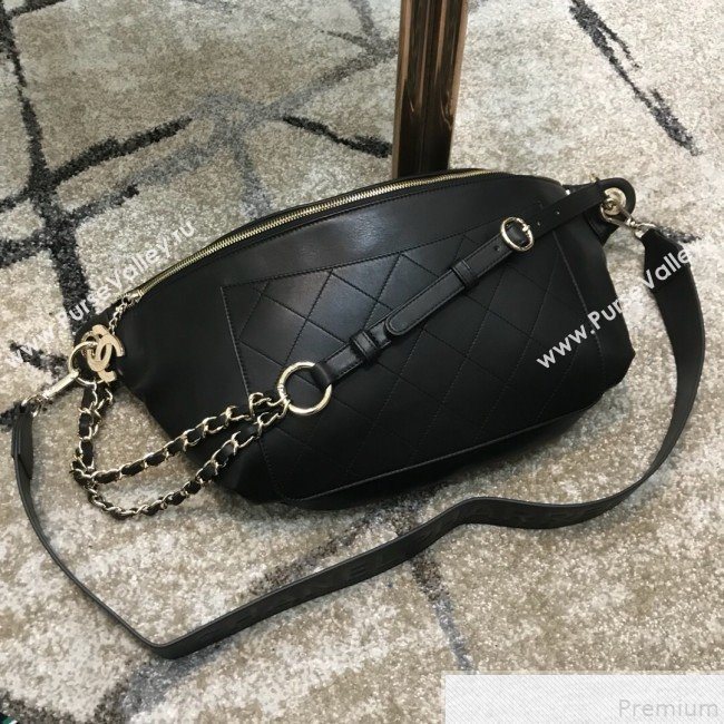 Chanel x Pharrell Calfskin Leather Waist Bag/Belt Bag Black 2019 (JDH-9050861)
