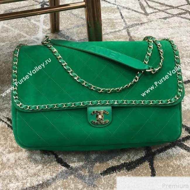Chanel x Pharrell Oversize Suede Flap Bag Green 2019 (JDH-9050855)