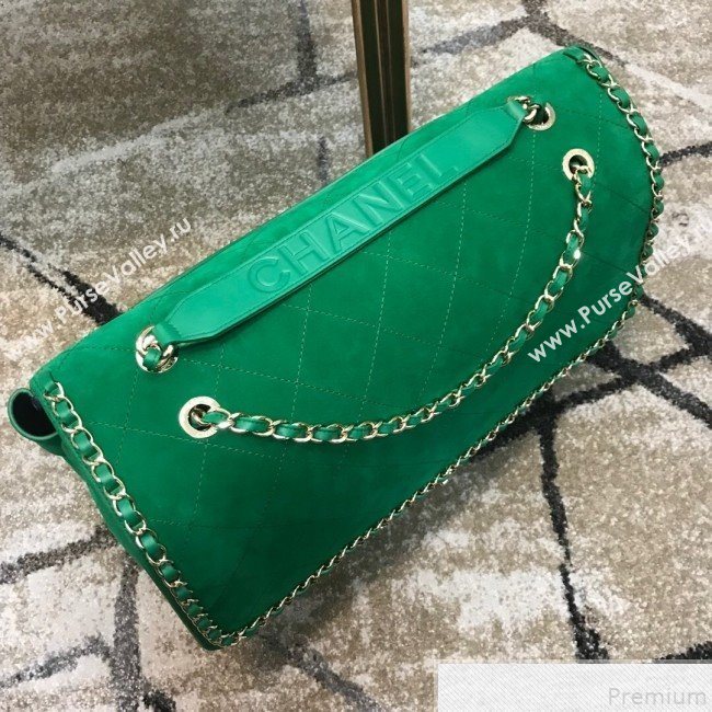 Chanel x Pharrell Oversize Suede Flap Bag Green 2019 (JDH-9050855)