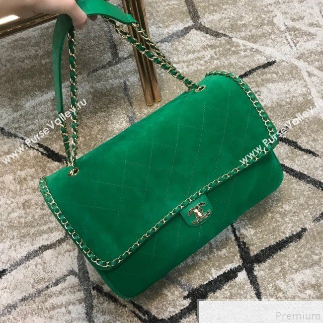 Chanel x Pharrell Oversize Suede Flap Bag Green 2019 (JDH-9050855)