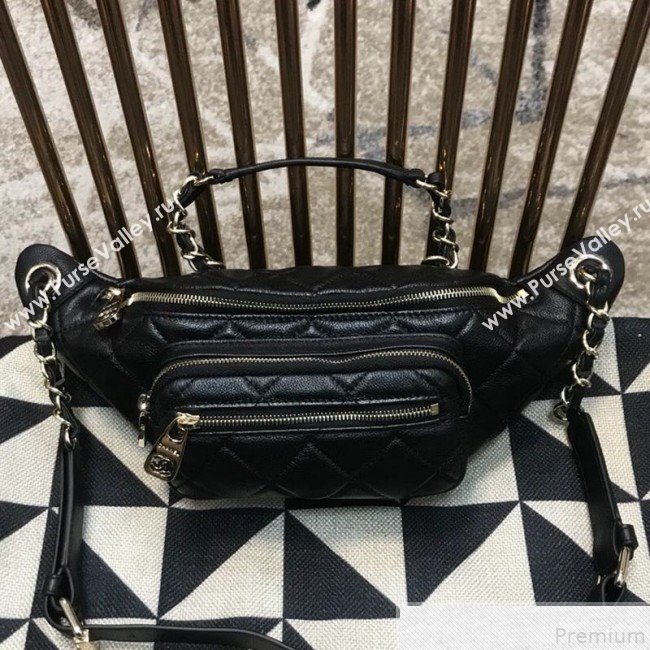 Chanel Iridescent Grained Calfskin Waist Bag/Belt Bag AS0556 Black 2019 (JDH-9050863)