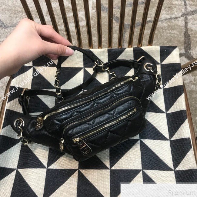 Chanel Iridescent Grained Calfskin Waist Bag/Belt Bag AS0556 Black 2019 (JDH-9050863)
