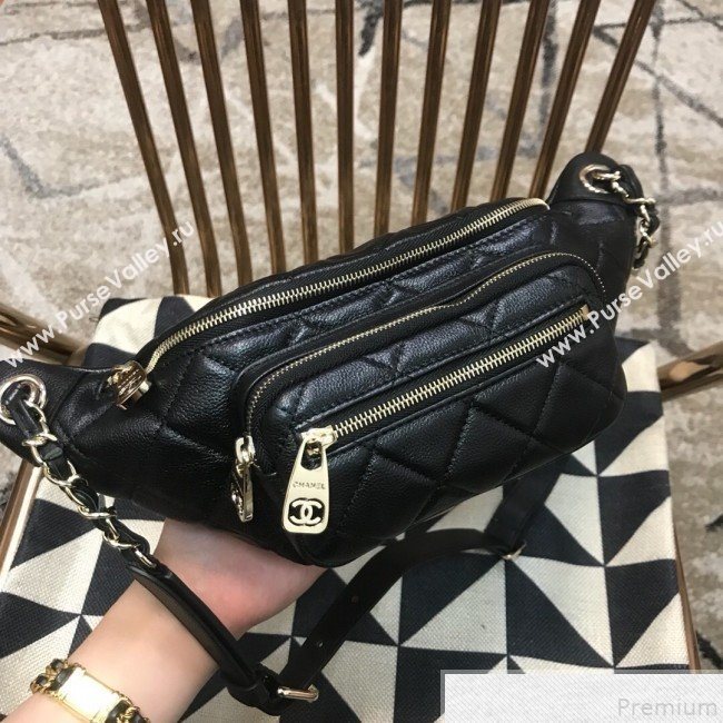 Chanel Iridescent Grained Calfskin Waist Bag/Belt Bag AS0556 Black 2019 (JDH-9050863)