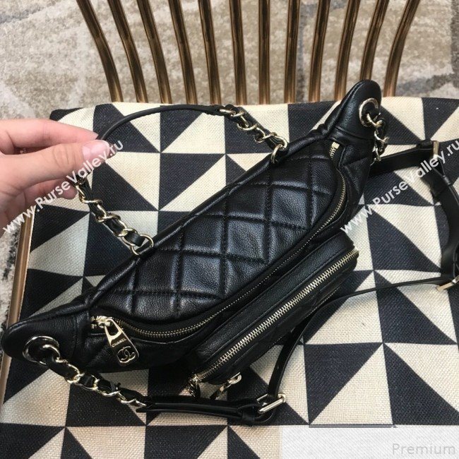 Chanel Iridescent Grained Calfskin Waist Bag/Belt Bag AS0556 Black 2019 (JDH-9050863)