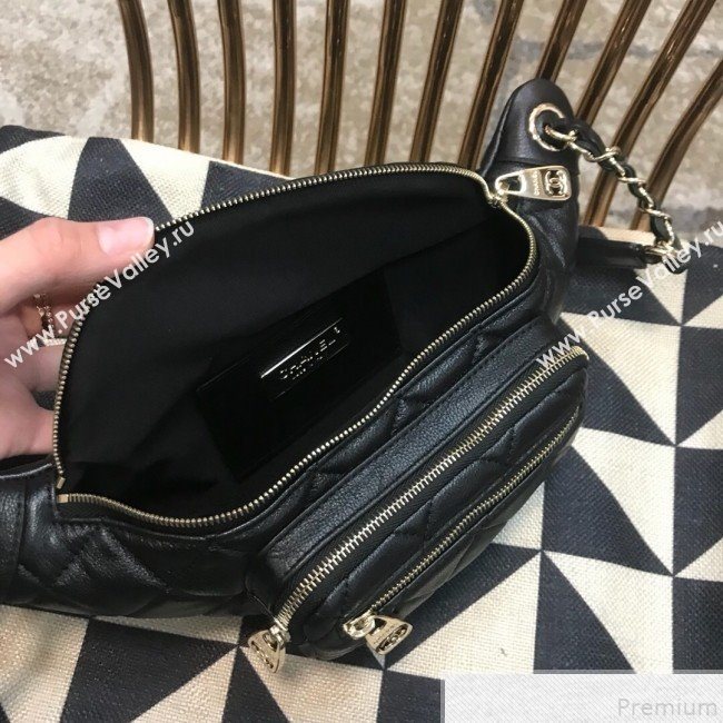 Chanel Iridescent Grained Calfskin Waist Bag/Belt Bag AS0556 Black 2019 (JDH-9050863)