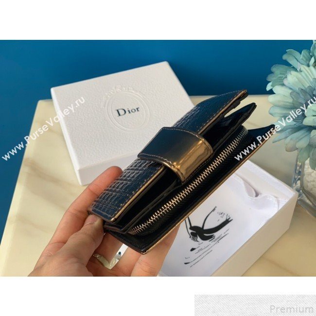 Dior Card Holder in Micro-Cannage Metallic Calfskin Gold (BFS-9051024)