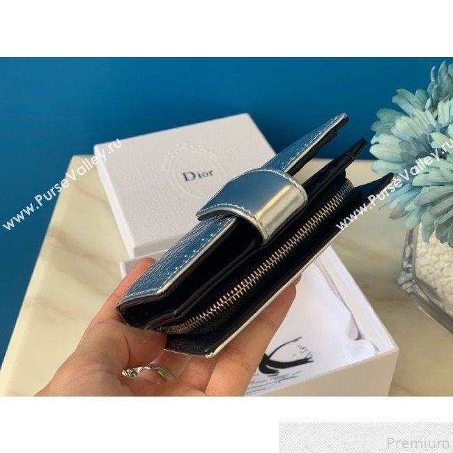 Dior Card Holder in Micro-Cannage Metallic Calfskin Silver (BFS-9051025)