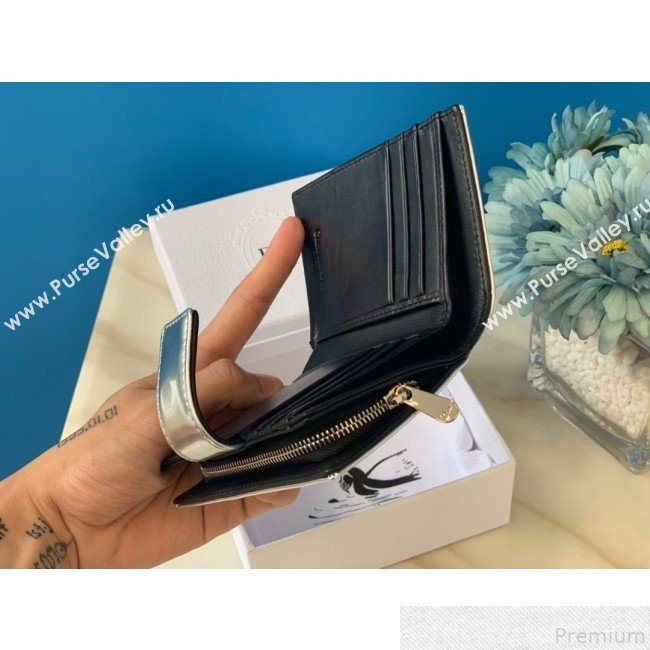 Dior Card Holder in Micro-Cannage Metallic Calfskin Silver (BFS-9051025)