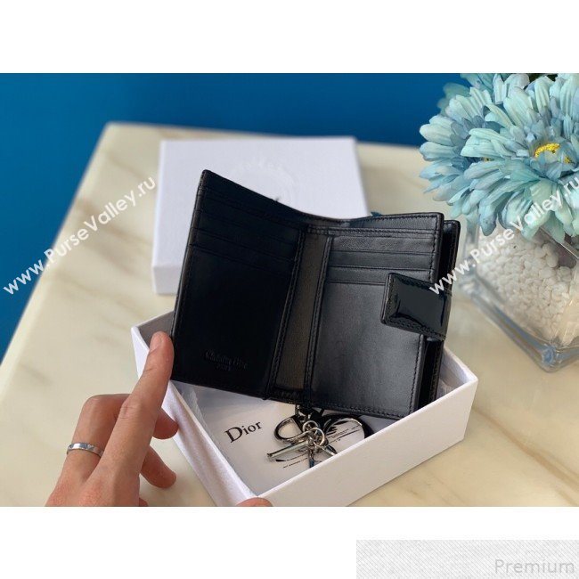 Dior Card Holder in Micro-Cannage Metallic Calfskin Black (BFS-9051026)