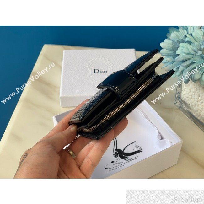 Dior Card Holder in Micro-Cannage Metallic Calfskin Black (BFS-9051026)